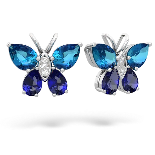 london topaz-lab sapphire butterfly earrings