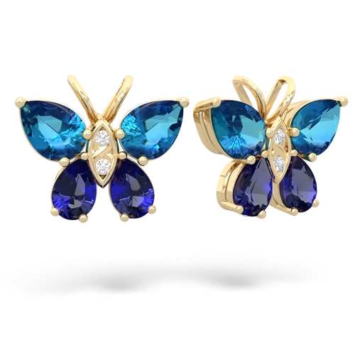 london topaz-lab sapphire butterfly earrings