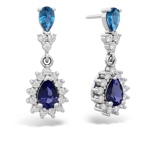 london topaz-lab sapphire dangle earrings