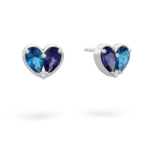 london topaz-lab sapphire one heart earrings