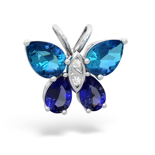 london topaz-lab sapphire butterfly pendant