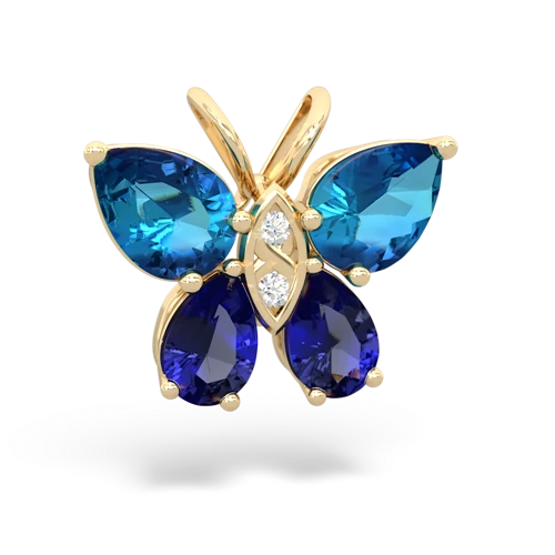 london topaz-lab sapphire butterfly pendant