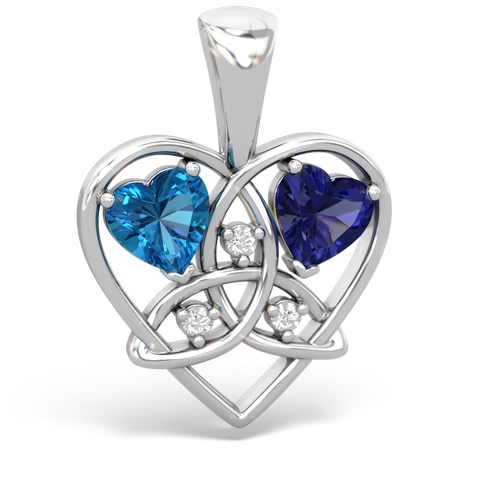 london topaz-lab sapphire celtic heart pendant
