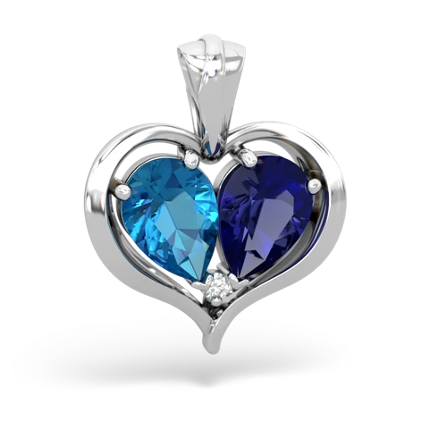 london topaz-lab sapphire half heart whole pendant