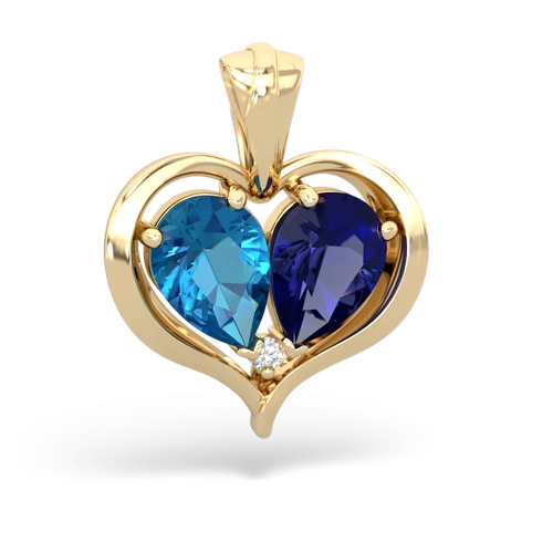 london topaz-lab sapphire half heart whole pendant