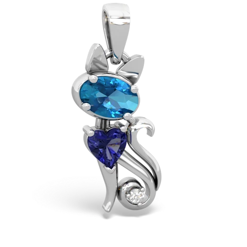 london topaz-lab sapphire kitten pendant