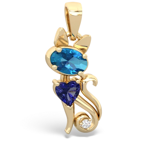 london topaz-lab sapphire kitten pendant