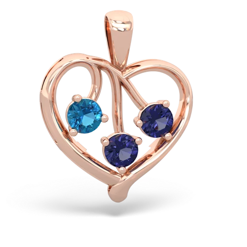 london topaz-lab sapphire love heart pendant