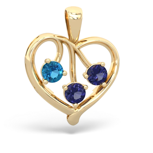 london topaz-lab sapphire love heart pendant