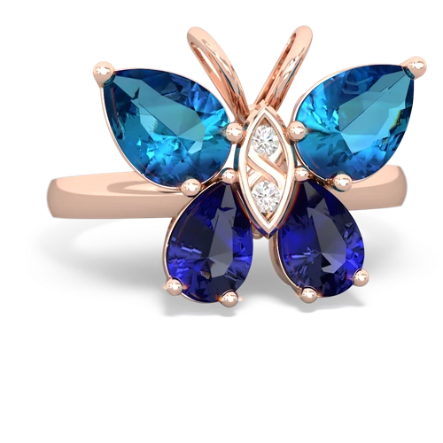 london topaz-lab sapphire butterfly ring