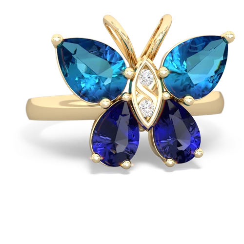 london topaz-lab sapphire butterfly ring