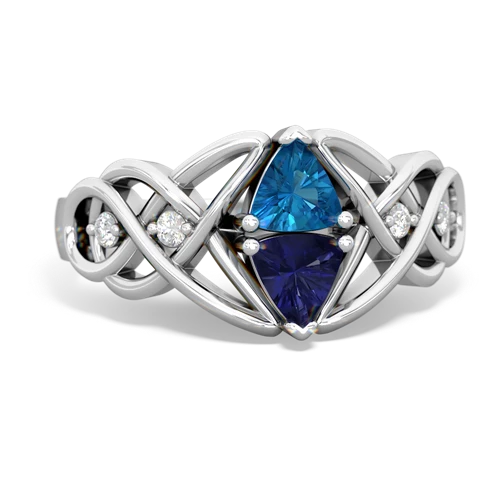 london topaz-lab sapphire celtic knot ring