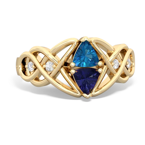 london topaz-lab sapphire celtic knot ring