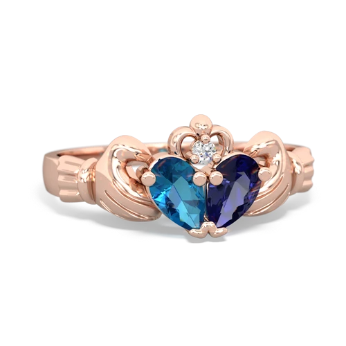 london topaz-lab sapphire claddagh ring