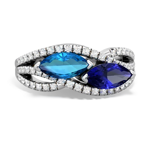 london topaz-lab sapphire double heart ring