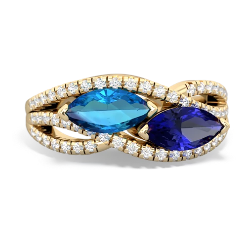 london topaz-lab sapphire double heart ring