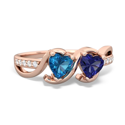 london topaz-lab sapphire double heart ring