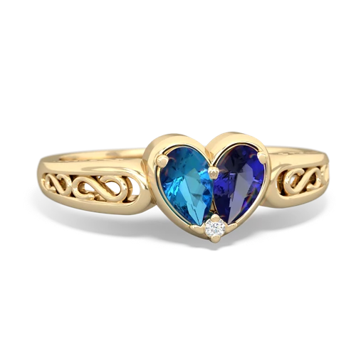 london topaz-lab sapphire filligree ring