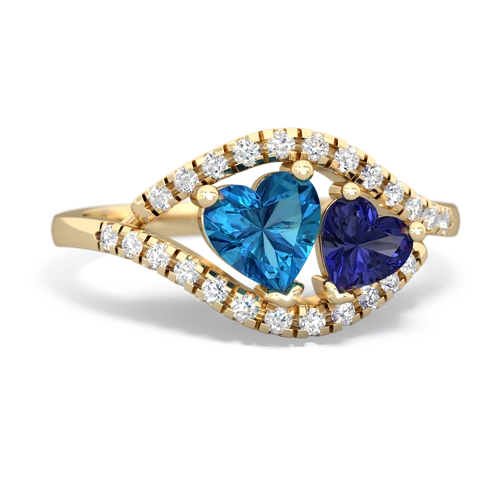 london topaz-lab sapphire mother child ring