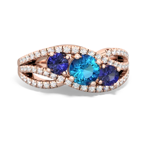 london topaz-lab sapphire three stone pave ring