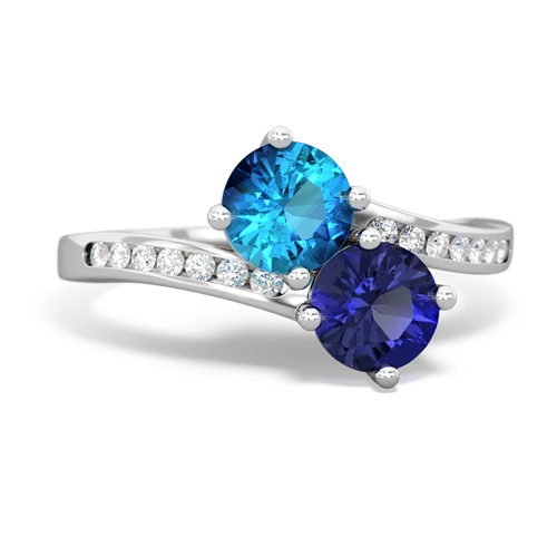 london topaz-lab sapphire two stone channel ring