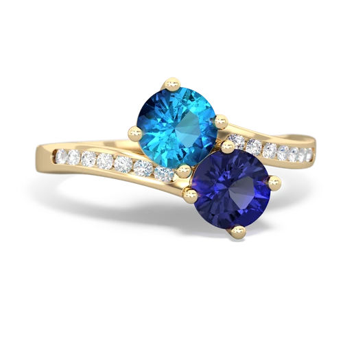 london topaz-lab sapphire two stone channel ring
