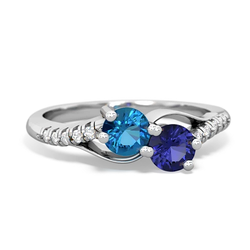 london topaz-lab sapphire two stone infinity ring