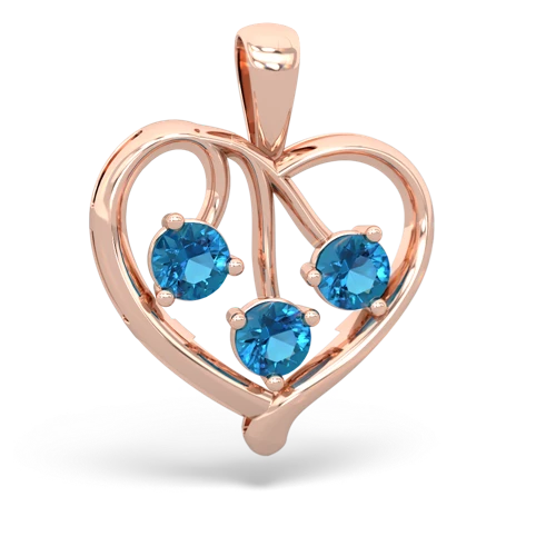 blue topaz-tourmaline love heart pendant