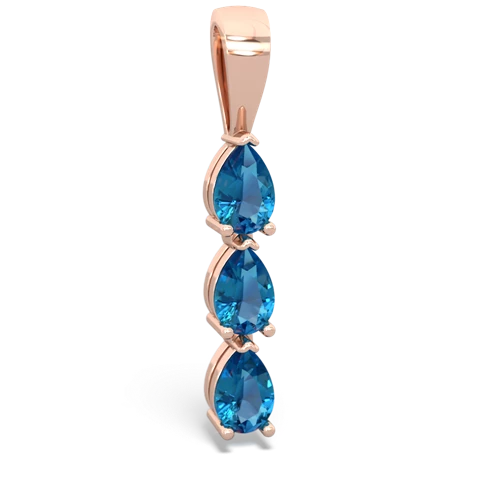 blue topaz-tourmaline three stone pendant