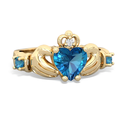 blue topaz-lab ruby claddagh ring