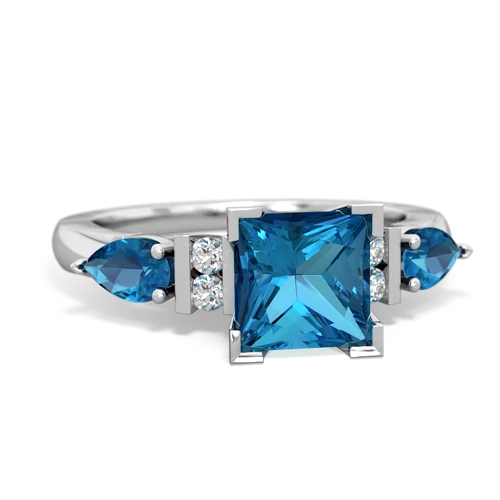 blue topaz-lab sapphire engagement ring