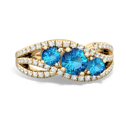 aquamarine-lab sapphire three stone pave ring