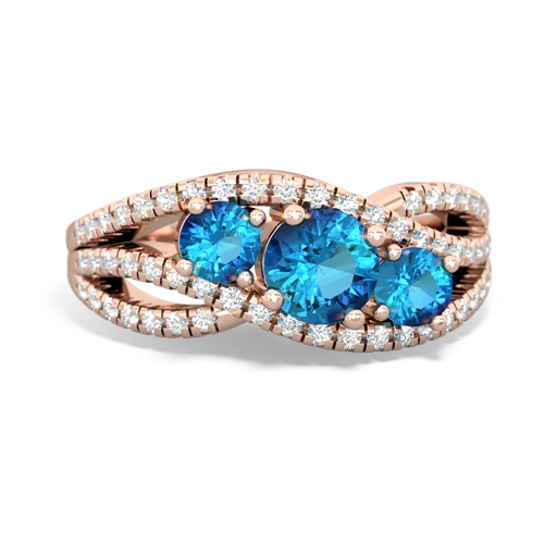 tanzanite-blue topaz three stone pave ring