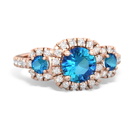 sapphire-aquamarine three stone regal ring