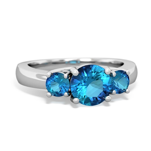 London Topaz Genuine London Blue Topaz with Genuine London Blue Topaz and Genuine Opal Three Stone Trellis ring Ring