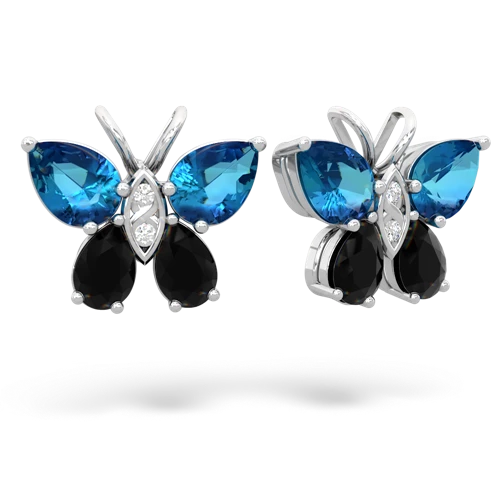 london topaz-onyx butterfly earrings