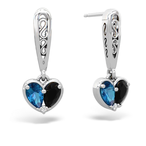 london topaz-onyx filligree earrings