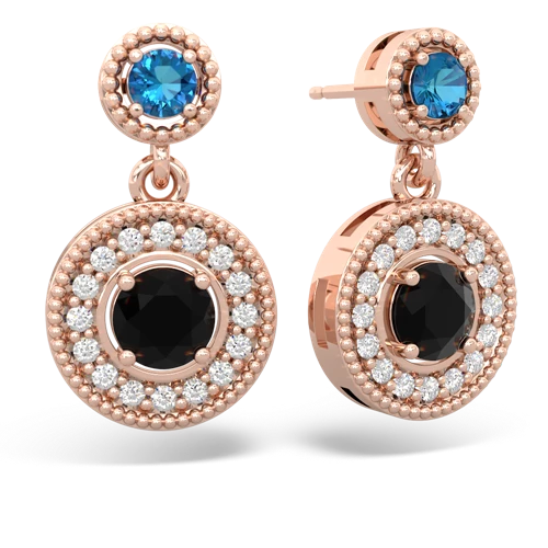 london topaz-onyx halo earrings