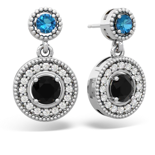 london topaz-onyx halo earrings