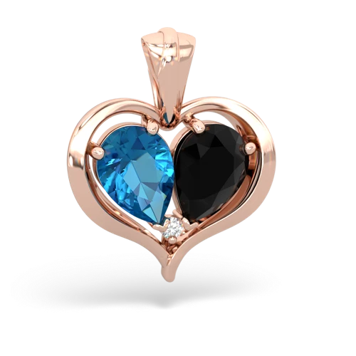 london topaz-onyx half heart whole pendant