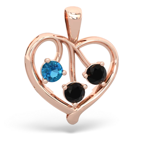 london topaz-onyx love heart pendant