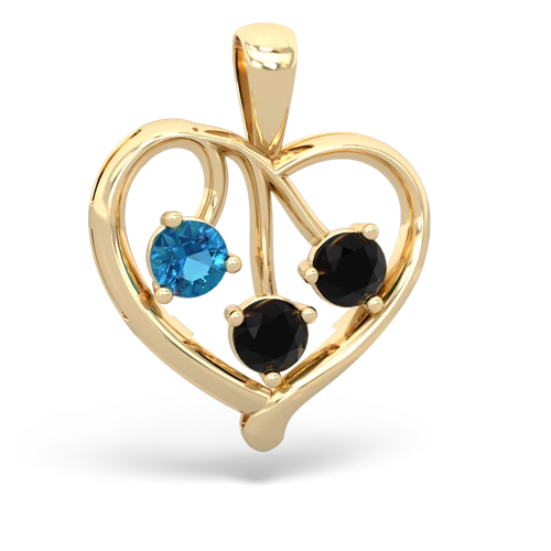 london topaz-onyx love heart pendant