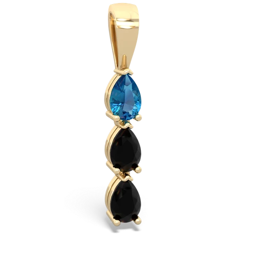 London Topaz Genuine London Blue Topaz with Genuine Black Onyx and Genuine Aquamarine Three Stone pendant Pendant
