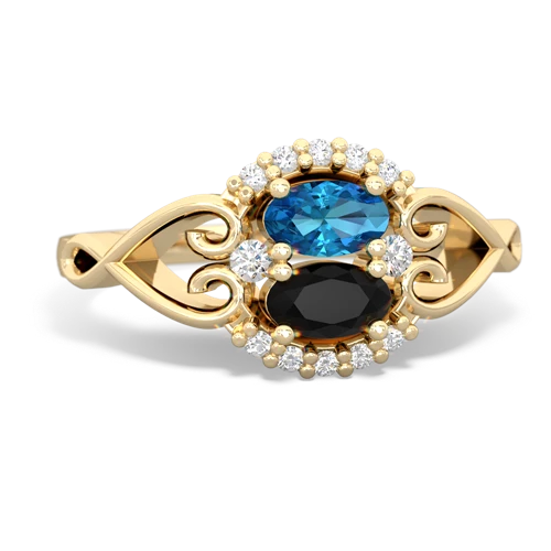 london topaz-onyx antique keepsake ring