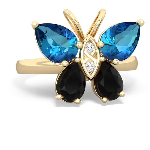 london topaz-onyx butterfly ring