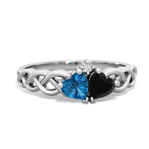 london topaz-onyx celtic braid ring