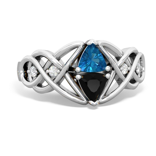 london topaz-onyx celtic knot ring