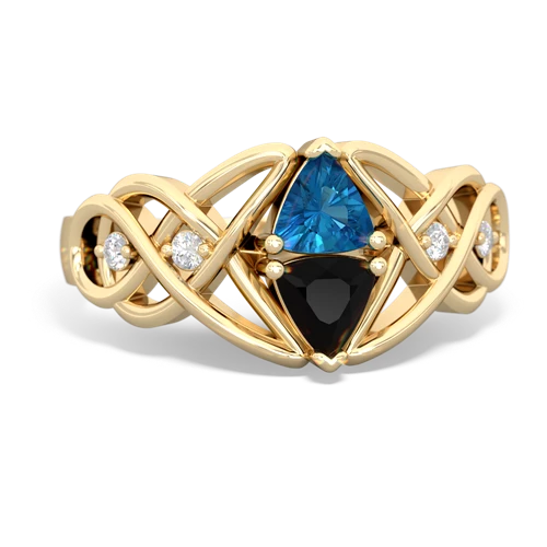 london topaz-onyx celtic knot ring