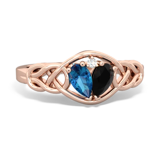 london topaz-onyx celtic knot ring