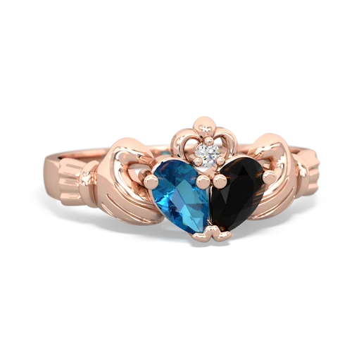 london topaz-onyx claddagh ring